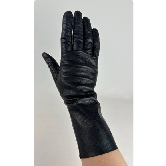 Vintage 1950’s ‘Aris of Paris’ Real Kid Navy Blue Leather Long Gloves - 7 1/2 - Picture 5 of 10
